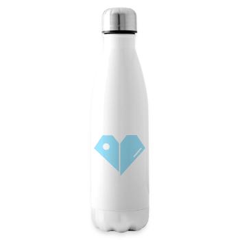 Geometric Blue Heart - Insulated Water Bottle - white - Right