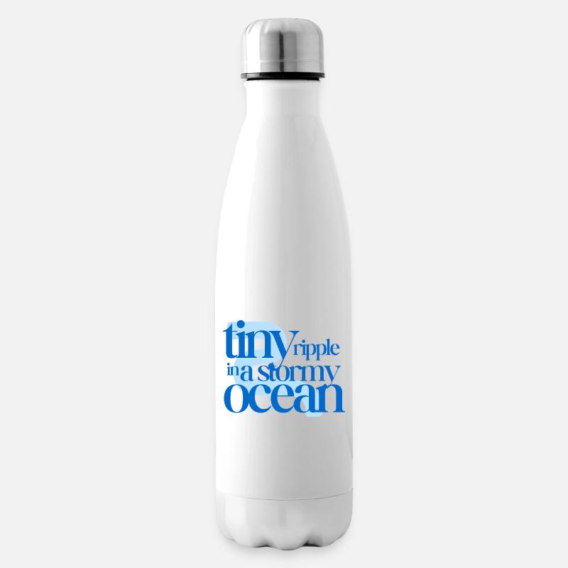 Tiny ripple in a stormy ocean (blue background) - Insulated Water Bottle - white