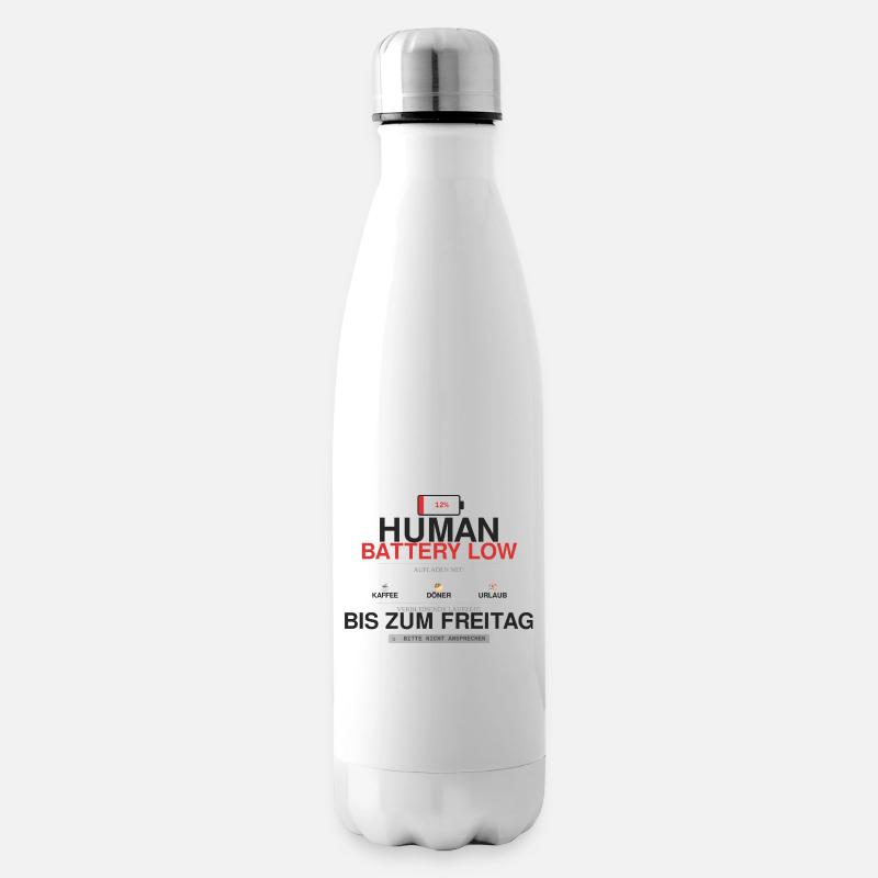 Human Battery Low Kaffee Humor - Isolierflasche - Weiß