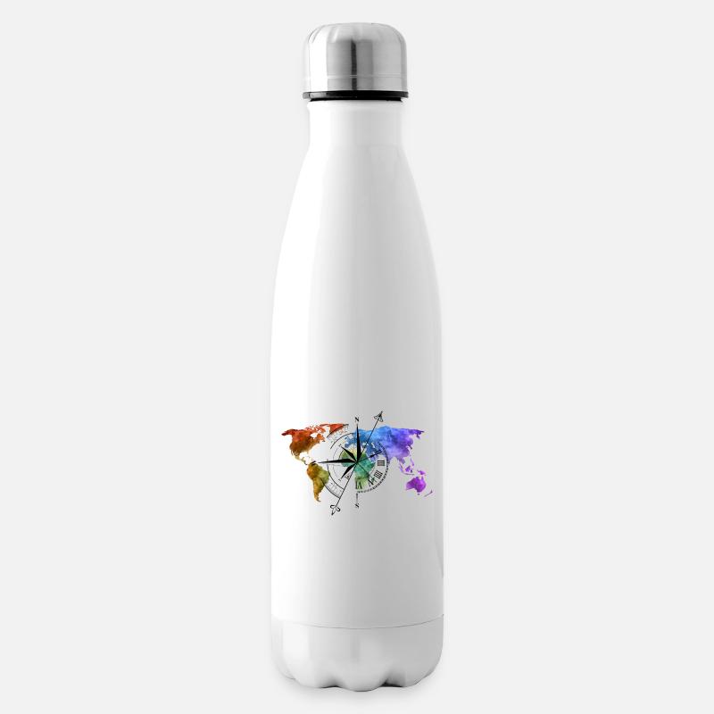 Weltenbummler Kompass - Isolierflasche - Weiß