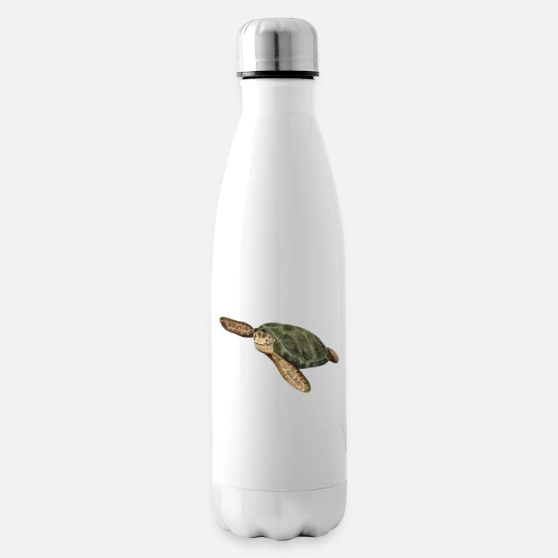 grüne Schildkröte - Isolierflasche - Weiß