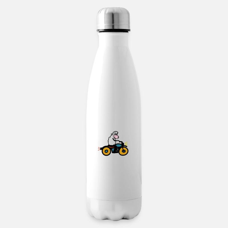 Knuddeliges Schaf auf Motorrad - Isolierflasche - Weiß