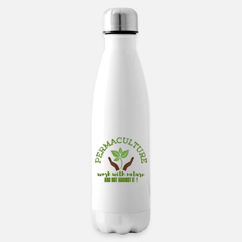 PERMACULTURE work with nature , not against it - Isolierflasche - Weiß