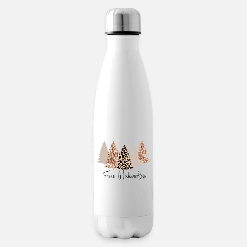 Frohe Weihnachten Glitzer Tannenbaum Leopard - Isolierflasche - Weiß