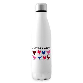 Hühnerliebhaber Geflügelzüchter Bauernhof Lustig - Isolierflasche - Weiß - Rechts