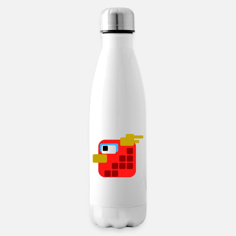 Oiseau Rouge PixelArt - Bouteille isotherme - blanc
