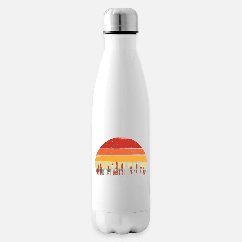 Retro Sunset City Skyline - Isolierflasche - Weiß