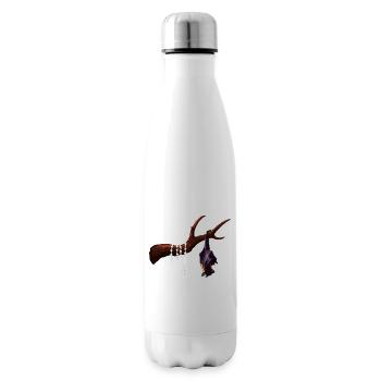 Flughund mit Ast, Rosenkränze, verschenken - Isolierflasche - Weiß - Rechts
