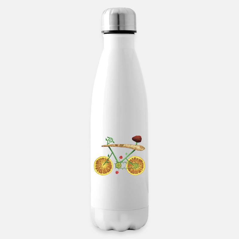Fruchtiges Fahrraddesign mit Orangenscheiben - Isolierflasche - Weiß