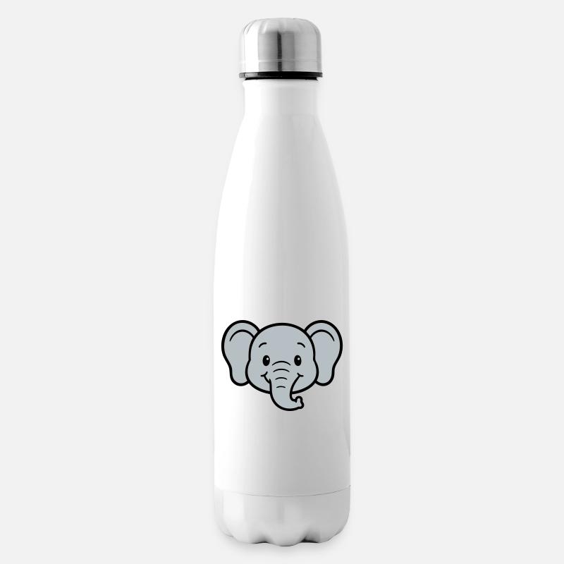 Imprimé éléphant ludique pour les enfants - Bouteille isotherme - blanc