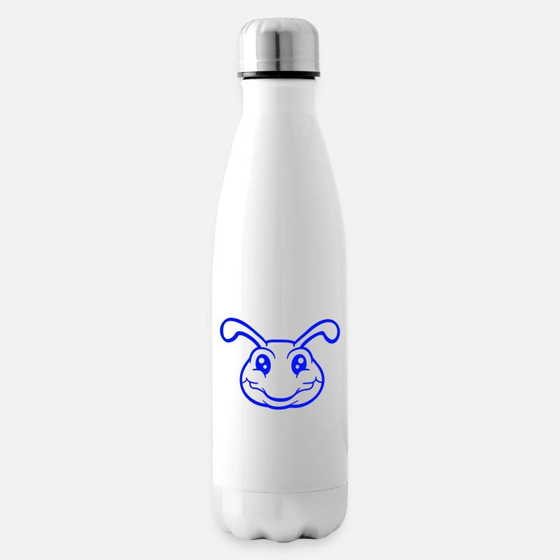 Raupe lächelt süß niedlich Wurm freundlich Comic - Isolierflasche - Weiß