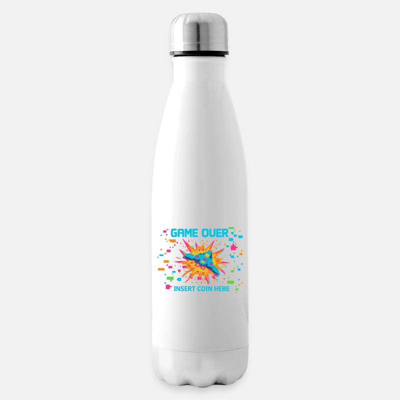 Game Over Neon Arcade Game - Insulated Water Bottle - white
