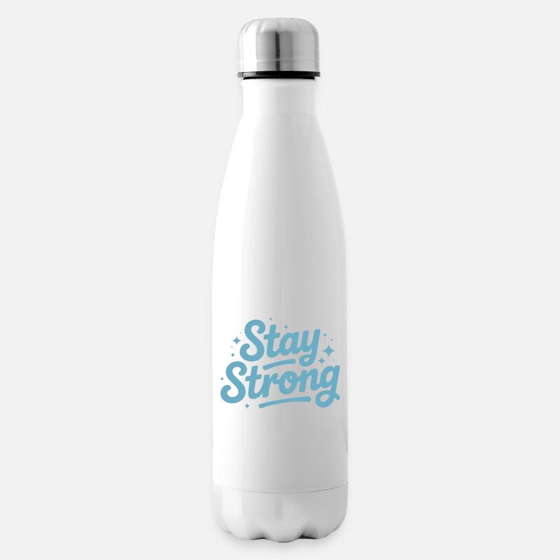 Stay Strong Script with Stars - Insulated Water Bottle - white