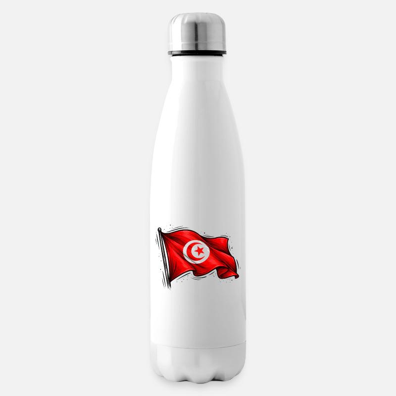 Drapeau tunisien - Bouteille isotherme - blanc