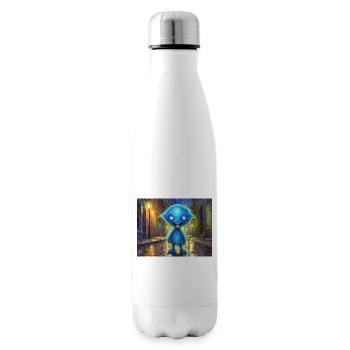 Blue funny and laughing monster - Insulated Water Bottle - white - Right