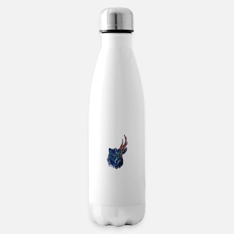 Wolf und Hirsch - Isolierflasche - Weiß
