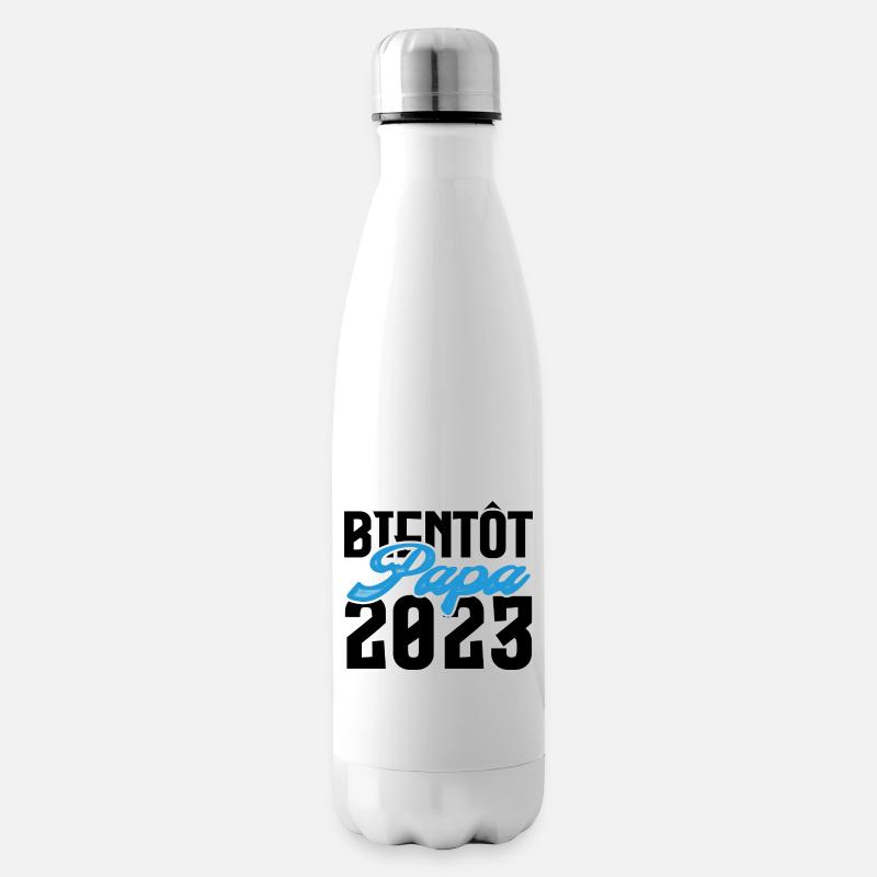Cadeau Annonce grossesse bientôt Papa 2023. - Bouteille isotherme - blanc