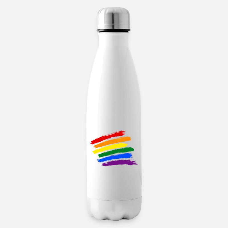 Rainbow Stripes - Isolierflasche - Weiß