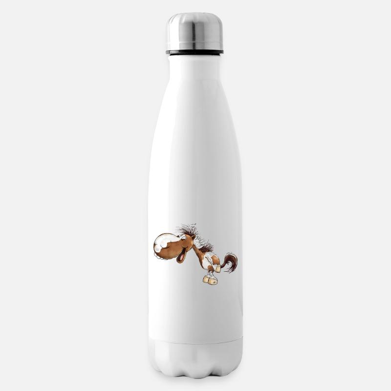 Lachendes Pferd Schecke Pferdeliebhaber - Isolierflasche - Weiß