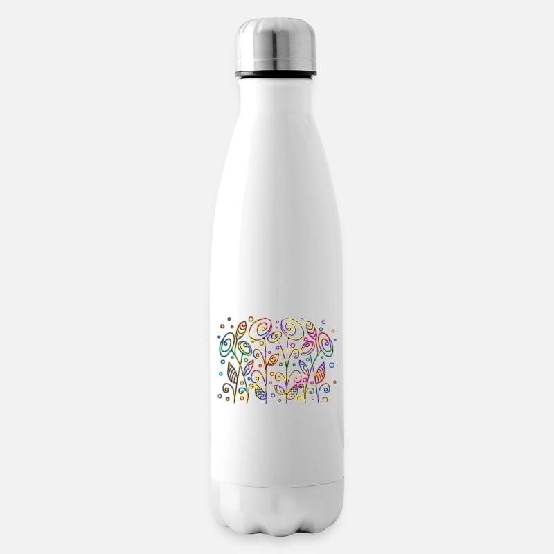 Blumen - Isolierflasche - Weiß