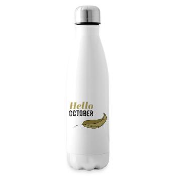 Oktober Goldenes Hallo Blatt-Design - Isolierflasche - Weiß - Rechts