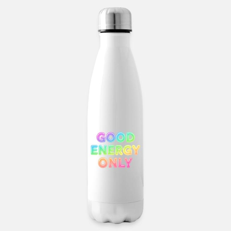 Good Energy Only – Positive Statement Typografie - Isolierflasche - Weiß