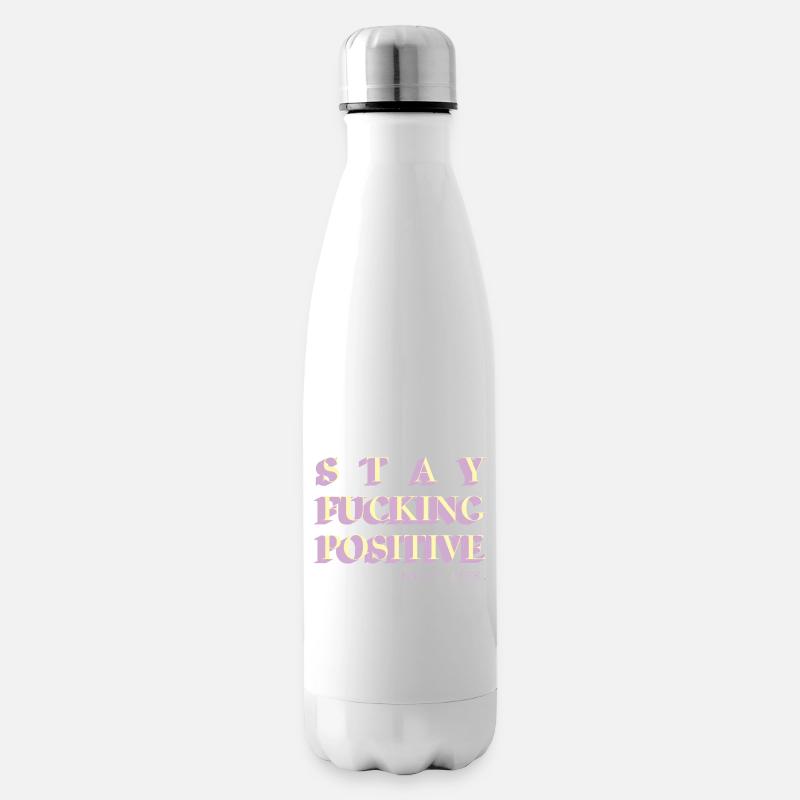 Stay Positive Typo Statement - Isolierflasche - Weiß