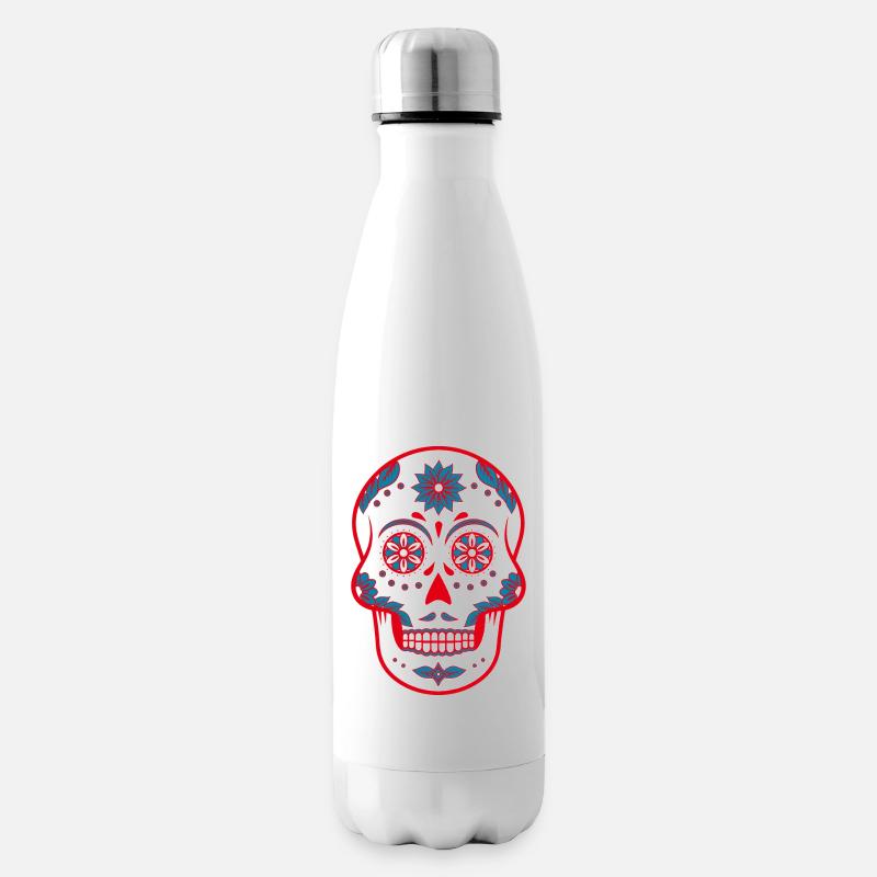 Sugar Skull / Totenkopf - Isolierflasche - Weiß