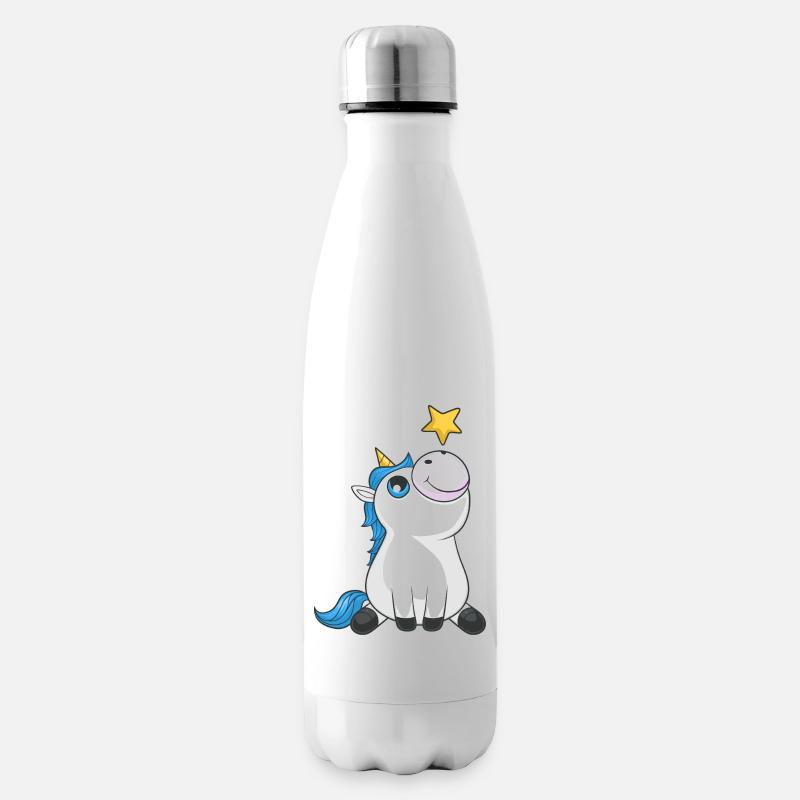Süßes Comic Einhorn - Isolierflasche - Weiß