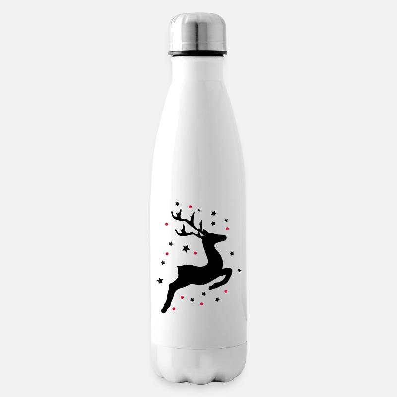 springendes Rentier - Isolierflasche - Weiß