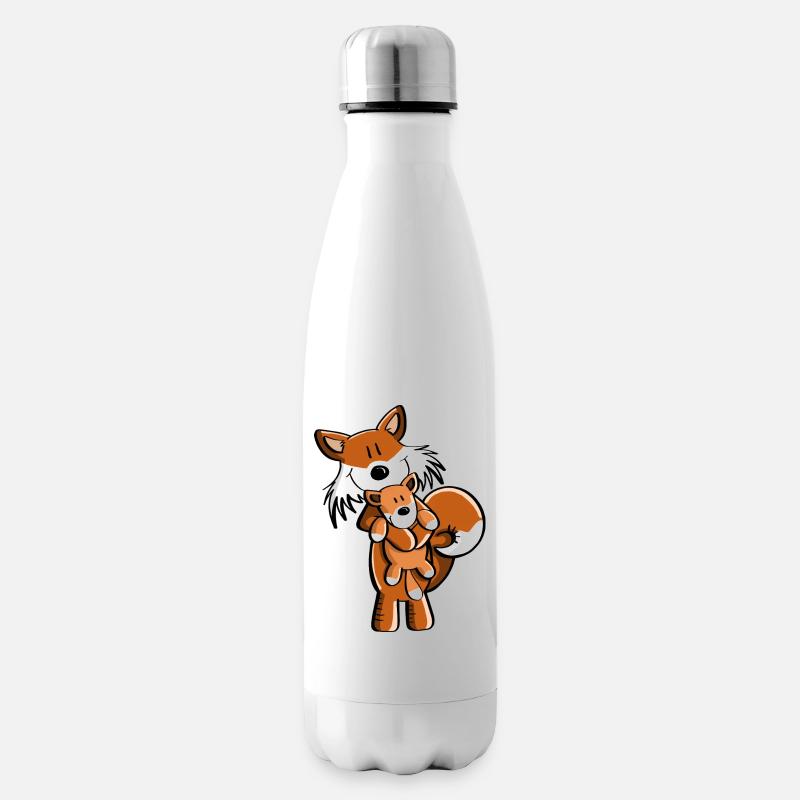 Fuchs avec bébé renard - cadeau comique - enfants - Bouteille isotherme - blanc