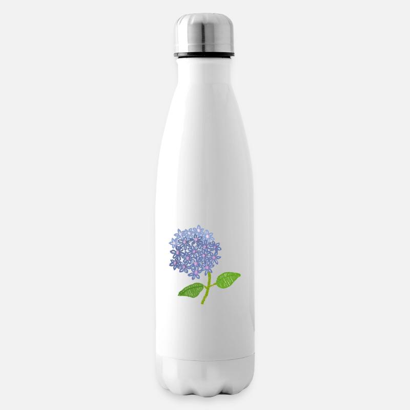 embroidered hydrangea - Insulated Water Bottle - white