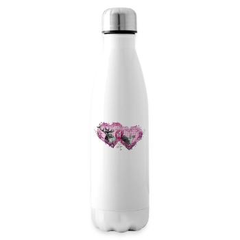 Double heart with stag / / Wiesn / ladies - Insulated Water Bottle - white - Right