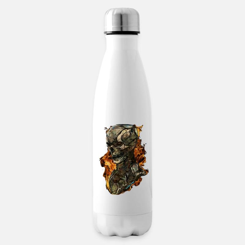Skull cyborg - Insulated Water Bottle - white