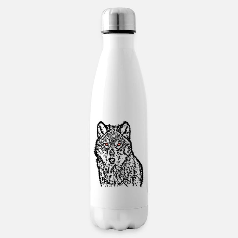 Wolf Mit Roten Augen - Isolierflasche - Weiß