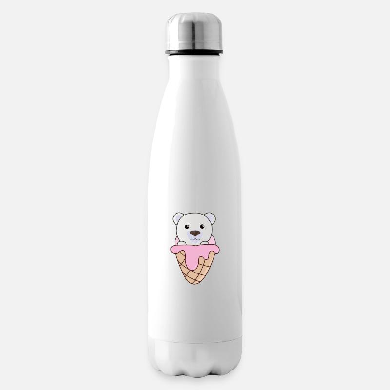 Eisbär Bärchen rosa Eis Waffel süße Tiere kawaii - Isolierflasche - Weiß