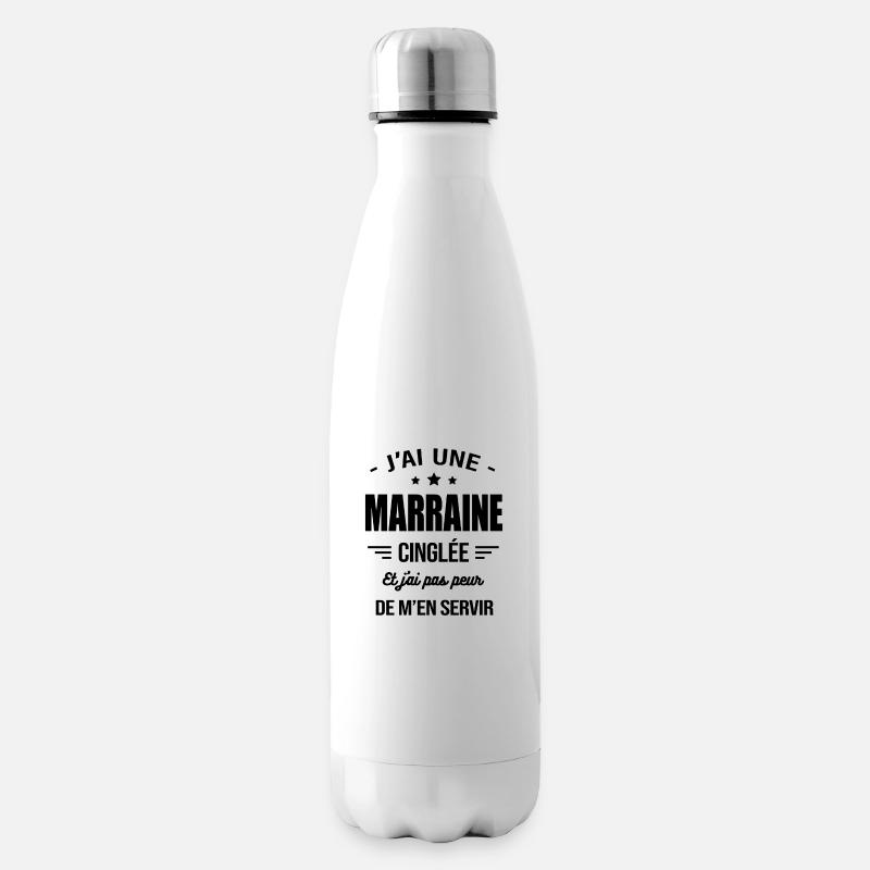 J'AI UNE MARRAINE CINGLÉE - Bouteille isotherme - blanc