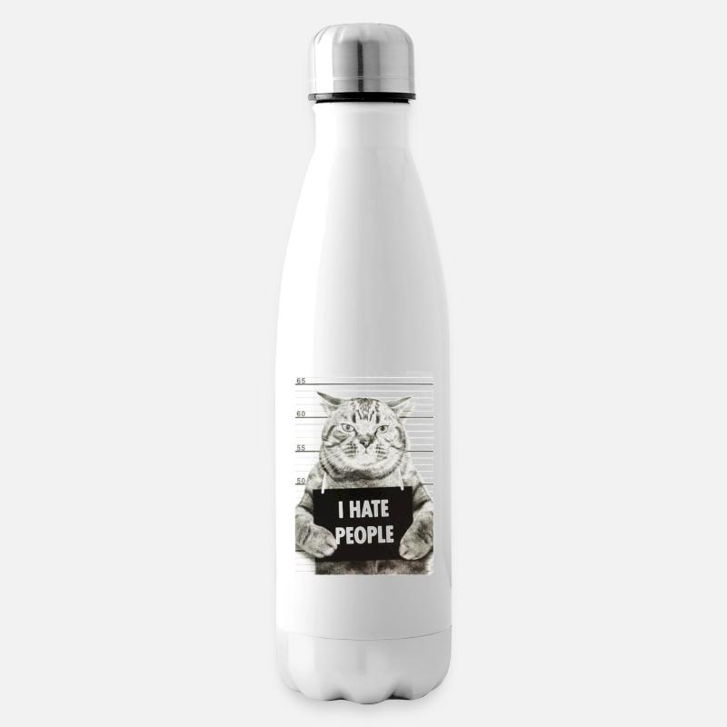 Le chat déteste les gens - Bouteille isotherme - blanc