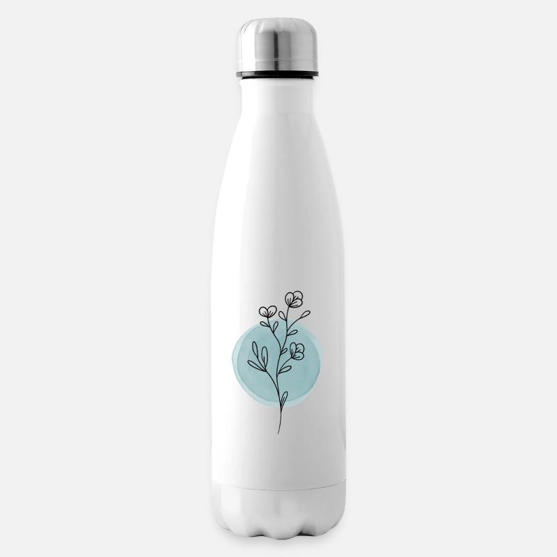 Blume Floral simple blau - Isolierflasche - Weiß