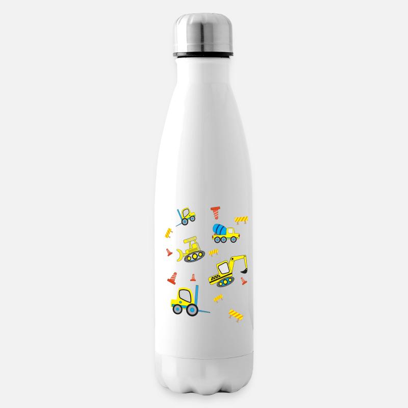 Véhicules de chantier - Bouteille isotherme - blanc