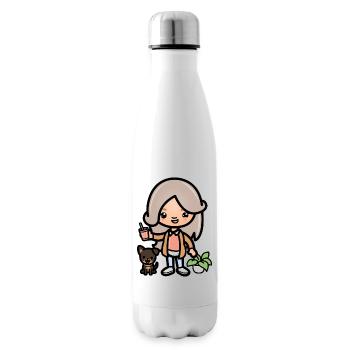 Cute toca girl - Aesthetic game character and dog - Insulated Water Bottle - white - Right