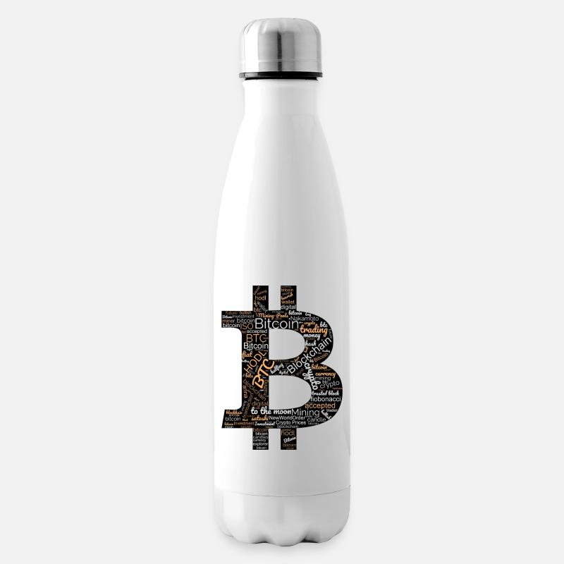 Bitcoin BTC Crypto Word Cloud Art - Isolierflasche - Weiß