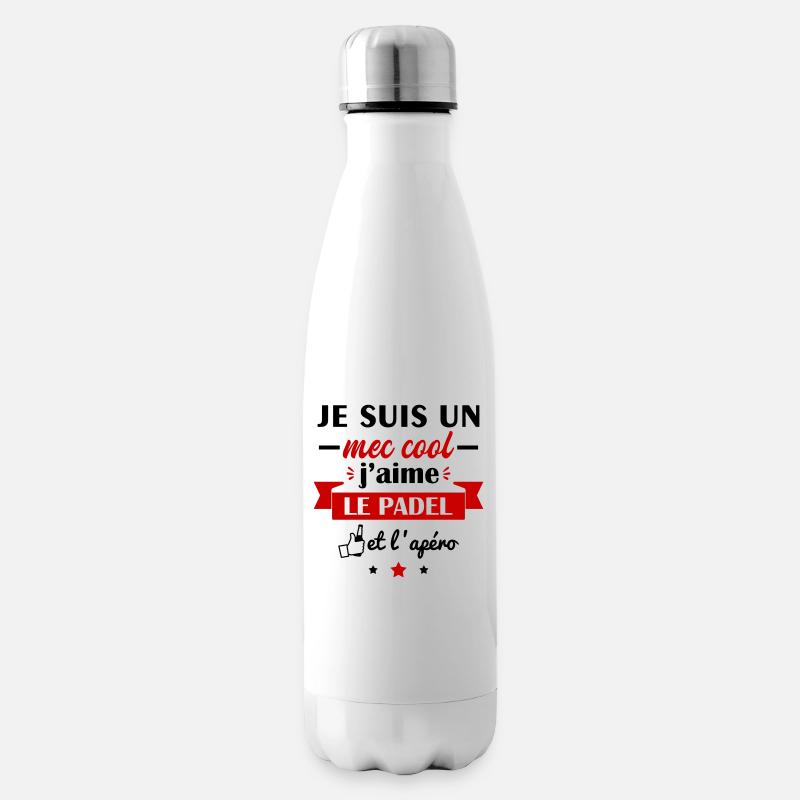 Mec cool padel, idée cadeau padeliste - Bouteille isotherme - blanc