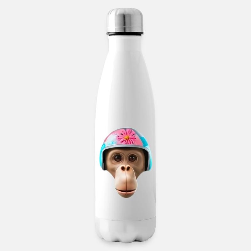 Singe avec casque vintage - Bouteille isotherme - blanc