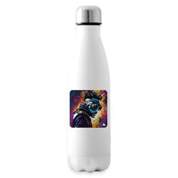 Cool steampunk man with glasses - Insulated Water Bottle - white - Right