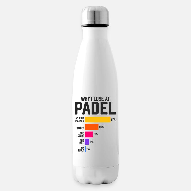 Pourquoi est-ce que je perds au Padel - Paddle Tennis Fun - Bouteille isotherme - blanc
