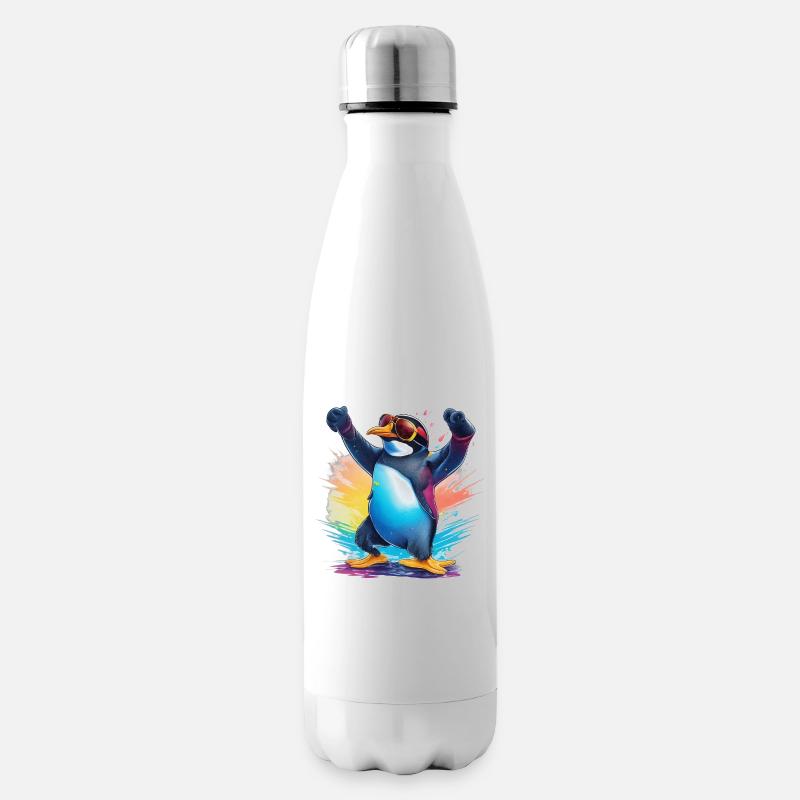 Cooler Pinguin - Isolierflasche - Weiß