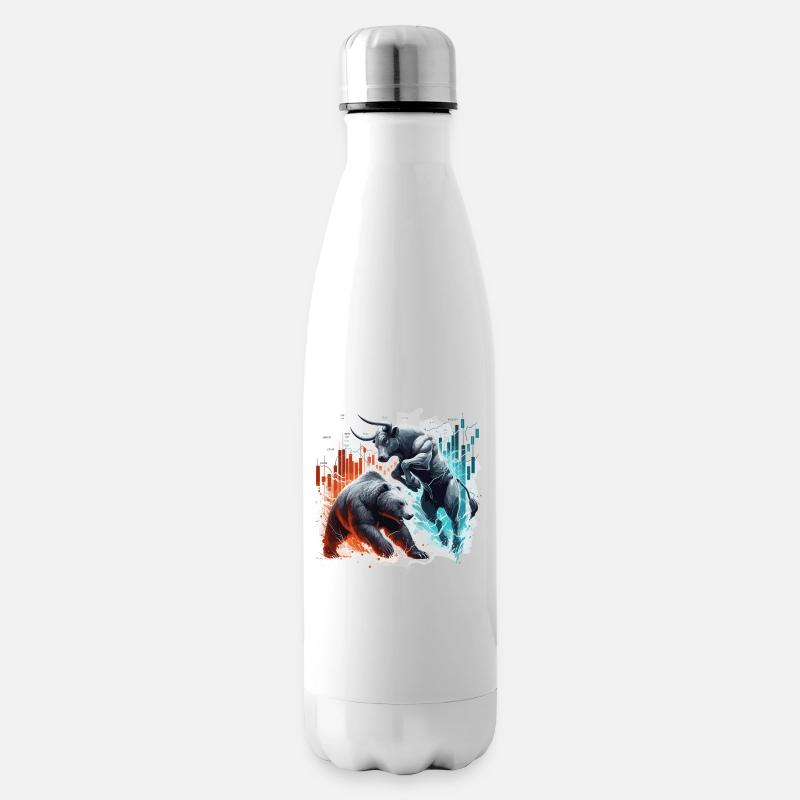 Finanzen Stier Bär Kampf Wallstreet Geschenk - Isolierflasche - Weiß