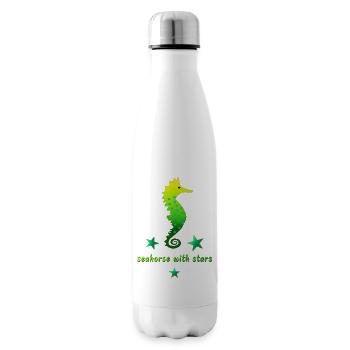 green seahorse with asterisk - Insulated Water Bottle - white - Right
