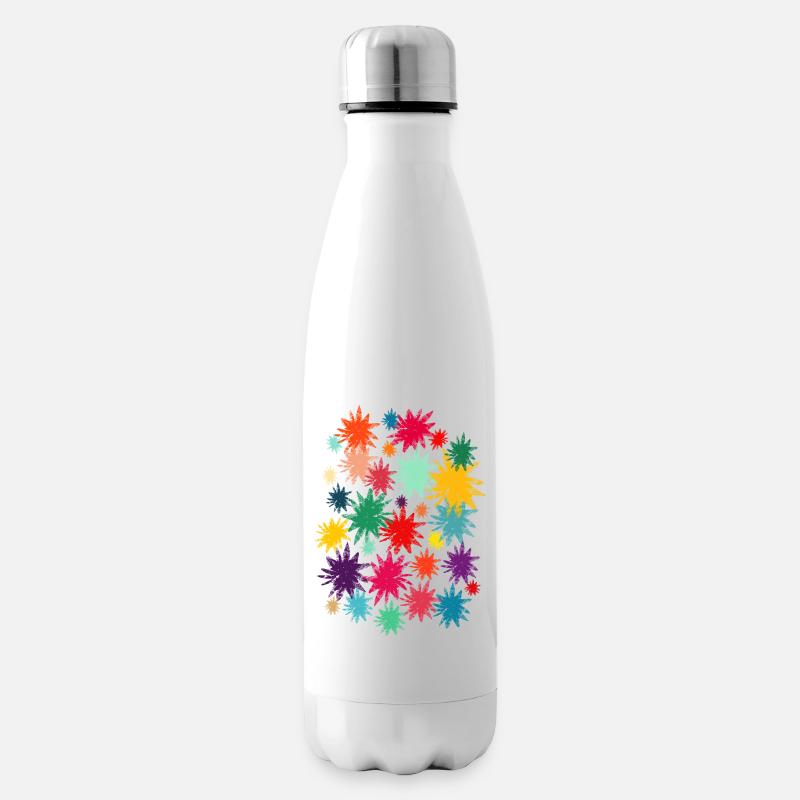 Bunte Blüten (Used) 01 - Isolierflasche - Weiß